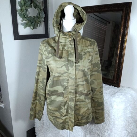 SO CAMO GREEN HOODED UTILITY JACKET SZ.S EUC - Picture 5 of 8